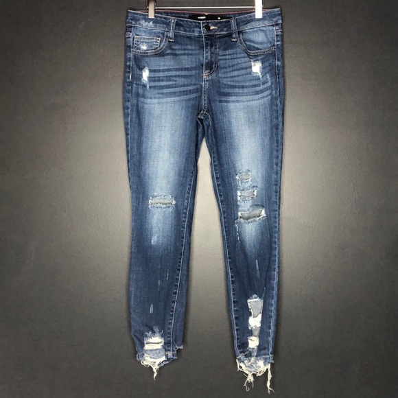 distressed cut out jeans